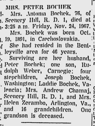 Antonia Bochek obit